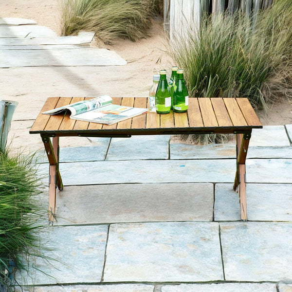 Modern Brown Bistro Table, Aluminum Frame, Outdoor Furniture, Ideal for Patios and Small Spaces, Weather-Resistant Design