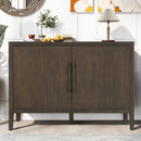 U_STYLE 47.25-Inch Farmhouse Sideboard with Pine Veneer and 2 Doors, Retro Buffet with Adjustable Feet, Minimalist Wooden Storage Cabinet with Metal Handles for Living Room, Kitchen