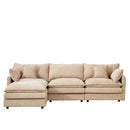 Modular L-Shaped Sectional Sofa with Movable Ottoman, Chenille Fabric, Coffee, 102 Inch