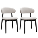 Linen Grey Cotton-Linen Fabric Upholstered Dining Chair with Black Solid Wood Legs, Armless Chair Set of 2 for Kitchen, Restaurant, Living, Meeting Room