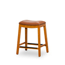 24' Counter Stool, Natural Finish, Saddle Leather Seat