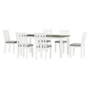 TREXM Retro Style 7-Piece Dining Table Set with Extendable Table, Upholstered Chairs, Brown+White, Solid Wood