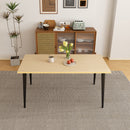 63-inch Modern Dining Table, Wooden Tabletop & Rust-Resistant Iron Legs, Rectangular Kitchen Table for 6-8 People, Rustic Industrial Design for Dining Room, Patio(Table Only)