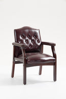 Leather Reception Guest Chairs  W/Padded Seat and Arms Ergonomic Mid-Back Office Executive Side Chair for Meeting Waiting Room Conference Office Guest Chairs,BURGUNDY