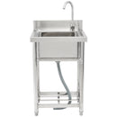 Stainless Steel Utility Sink, 1 Compartment Free Standing Small Sink Include Faucet & legs, 16 x 13 x 8.7 in Commercial Single Bowl Sinks for Garage, Restaurant, Kitchen, Laundry