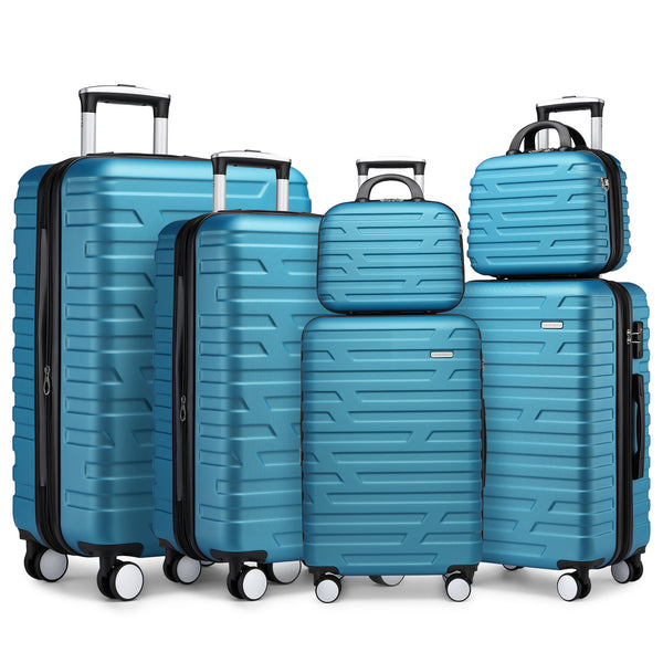 Luggage Sets 6 Piece Hardside Expandable Suitcases with Two Cosmetic Cases Spinner Wheels TSA Lock
