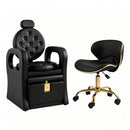 Pedicure Station for Nail Tech No Plumbing Pedicure Chair with Massage Pedicure Tub,Black Gold