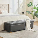 60.2'' Wide Upholstered PU Storage End of Bed Bench, Tufted Flip-Top Accent Window Bench Footrest Stool Ottoman with Legs for Living Room, Bedroom, Entryway, Dining Room, Dorm, Corner, Gray