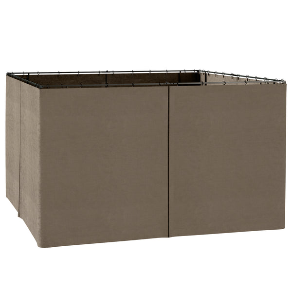 Outsunny 10' x 12' Universal Gazebo Sidewall Set with Panels, Hooks and C-Rings Included for Pergolas and Cabanas, Dark Brown