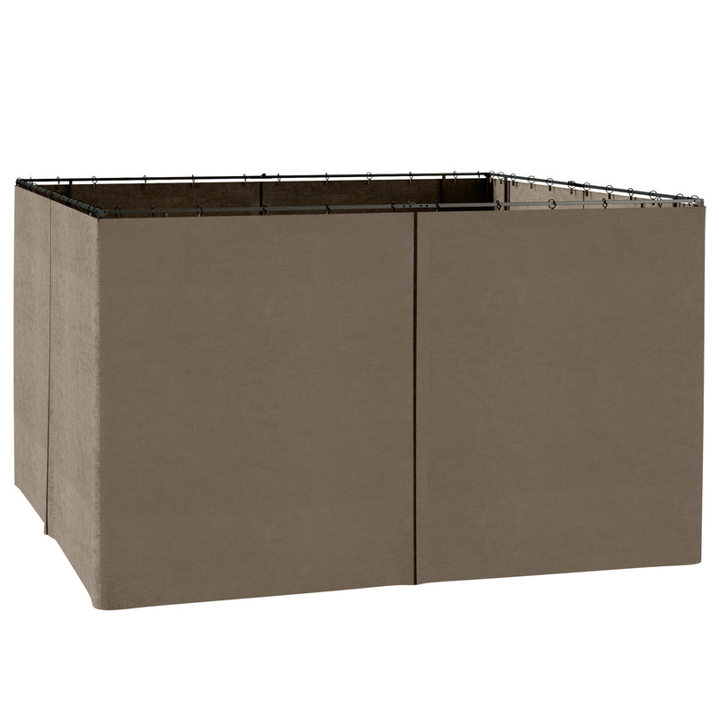 Outsunny 10' x 12' Universal Gazebo Sidewall Set with Panels, Hooks and C-Rings Included for Pergolas and Cabanas, Dark Brown