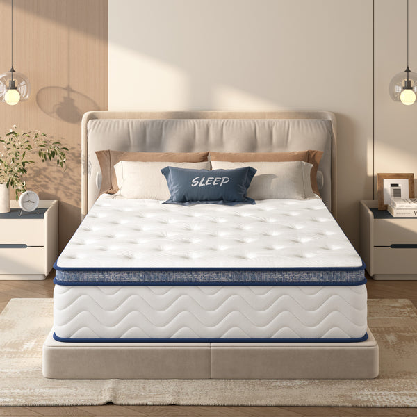 Full Size Mattress,12 Inch Hybrid Mattress, Individually Pocketed Innerspring, Medium Firm