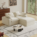 Modular Sectional Sofa, 3 Seats, Compressed Sectional Sofa Modern Minimalist Style Final Couch, Sleeper Sofa for Living Room, Comfy Compressed Sofa Couch Sofa With Ottoman, White