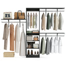 Closet Organizer Heavy Duty Clothes Rack,Wood Walk In Closet System with 4 Hang Rods & 5 Shelves, Adjustable Wardrobe for 8 FT Spaces