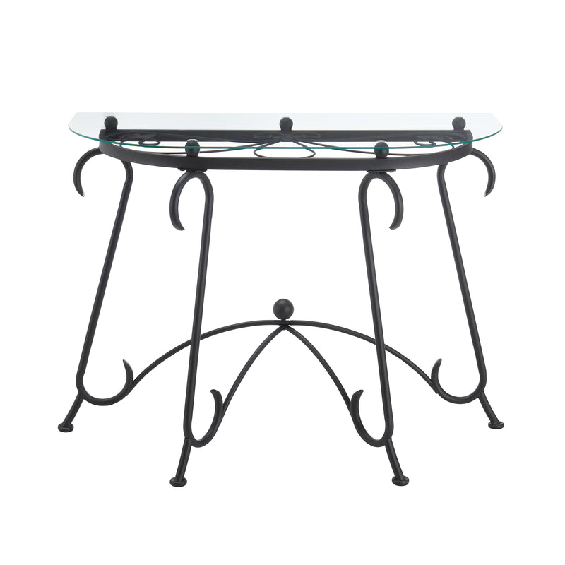 Rustic Black Tempered Glass Surface Console Coffee Table with Sturdy Construction for Living Room