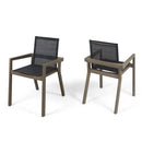 Belfast Outdoor Dining Chair Set of 2 with Grey Mesh and Acacia Wood Frame