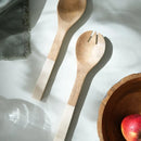 Mango Wood Salad Server Set Natural White Finish