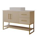 47.2' Modern Bathroom Vanity with Ceramic Vessel Sink, Gold Accent Free Standing Cabinet