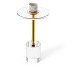 Clear Acrylic End Table, Acrylic Side Table with a Solid Base, 11.9 x 11.9 inch Round Tabletop, 21.4 inch High, for Coffee, Drink, Food, Snack used in Living Room, Bedroom, and Study