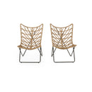 Bryson Boho Modern Chair Set with Wicker Finish in Light Brown Rattan, 25.25 x 34 x 36 Inches