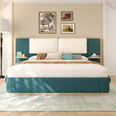King Size Upholstered Platform Bed with Panel, Platform Bed Frame with Anti-Collision Soft Rounded Corners, Stable and Solid, No Box Spring Needed, Easy Assembly, Green