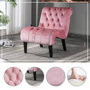 COOLMORE Modern Velvet Armless Accent Living Room Chair / Leisure Chair,Upholstered Fabric Button Comfortable Chair with Wooden Legs for Bedroom, Living Room, Office (Pink Velvet)
