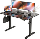 Claiks Glass Standing Desk, Electric Standing Desk Adjustable Height, 48 Inch Adjustable Stand Up Desk, Quick Install Home Office Computer Desk, Black