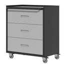 Heavy-Duty Metal Storage Cabinet with Wheels - 3 Drawer Tool Cabinet for Garage, Office, and Home Organizer Solutions, Black/Gray, Steel