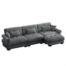 Super Comfort Oversized Modular Velvet Sectional Sofa with Movable Ottoman, Corner Sectional, Grey