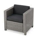 PUERTA Stylish Outdoor Club Chair with Weather-Resistant Cushions in Mixed Black Rattan