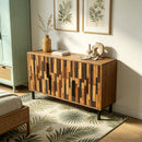 47.24' Sideboard With Straight Wood Pattern, Modern Accent Cabinet