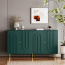 Modern Green Lacquered 4 Door Wooden Cabinet Sideboard Buffet Server Cabinet Storage Cabinet, for Living Room, Entryway, Hallway, Office, Kitchen and Dining Room
