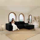 104.3*68.9'Modular sectional sofa seat,Upholstered compressed couch for living room,Bedroom,Apartment,No assembly required,2PC free combination,Plush corduroy fabric,BLACK