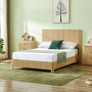 Full Size Wooden corrugated curved lines, No Box Spring Needed, Oak.