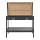 Hardwood Workbench, 242.5 lbs Weight Capacity, 47.2-inch Heavy Duty Workbench with Pegboard, 4 AC Outlets & 2 USB Ports, 4.9 ft Cable & 30 Hooks, Garage Work Bench with Drawer for Workshop
