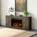 Tobias Rustic Oak Finish Fireplace with 2 Storage Drawers