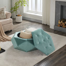 Elegant Velvet Polygon Diamond Tufted Storage Ottoman, Multi-Functional Footrest and Seating Solution for Home, Comfortable and Practical Storage for Living Room and Bedroom, Green