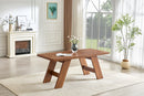 71×31.5inches Walnut Wood Grain MDF Splicing Rectangular Dining Table.Double-panel outward-sloping table legs.Modern dining table for home use.Accommodates 6-8 people, versatile for multiple scenarios