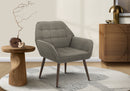 Accent Chair, 29'h, Upholstered, Living Room, Light Brown Fabric, Walnut Metal Legs, Contemporary, Modern