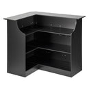 Home Bar Unit, L-Shaped Wine Bar Cabinet Table 4-Tier with Storage Shelves,  Wine Glass Holder, 300 lbs Max Capacity, Wood Liquor Cabinet for Home, Kitchen, Living Room, Pub, Basement, Black