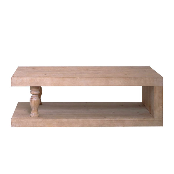 Rustic Solid Wood Coffee Table with Open Shelf – 47.2' Modern Farmhouse Design