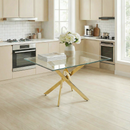 Modern Rectangular Glass Table, 59.06 Inches Of Tempered Glass With A Golden  Frame.Kitchen Table Set for Dining Room, Party Table,Conference table,Living Room,Office,Cafe,Home Kitchen,Bedroom