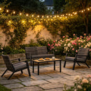 Outdoor Rattan Furniture Set,4 Piece Patio Furniture Set,Garden Dining Furniture Set