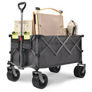 PORTABLE 400L Collapsible Wagon, Folding Wagon Cart , Beach Wagon with Big Wheels, 450LB Heavy Duty Foldable Wagon, Large Capacity Wagon for Camping, Sports, Garden, Baseball