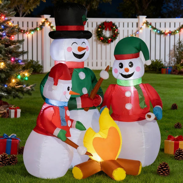 Perfect Christmas Inflatable Snowman Family, Xmas Blow Up Snowman Family with LED Lights,for Cozy Festive