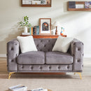 FX 61.25-inch Deluxe Velvet Sofa with Chesterfield Tufted Buttons with 2 Pillows and Metal Feet
