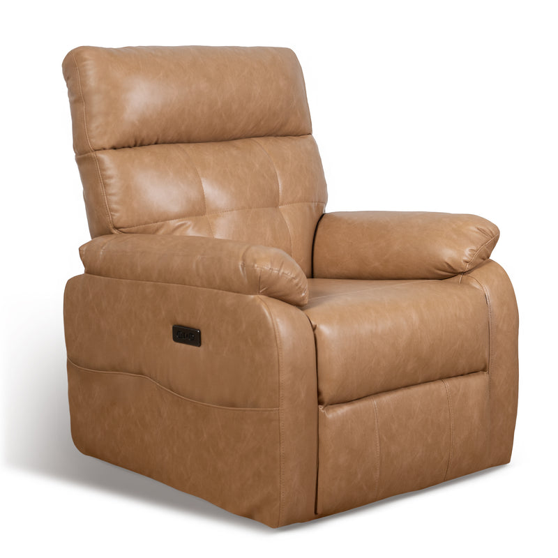 Power Zero Gravity Recliner Chair, PU Leather Reclining Chair with USB and Type-C Ports, Side Pocket, Oversized Recliner Chairs for Adults with Lumbar Support, Brown