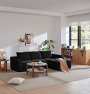 105' Cloud Sectional Couch with L-Shape Chaise,Modern Modular Sofa with Deep Seat, Upholstered Couches for Living Room Bedroom,No Assembly Required, ( Corduroy Fabric),Black