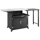 Versatile Outdoor Cabinet with Folding & Expandable Work Surfaces, Matte Black Iron & Stainless Steel, 47.2 x 23.7 x 37.4 inches