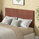 Modern Wavy Wooden Headboard, 60.8' Wide Vertical Wood Grain Design, Easy Wall-Hanging Assembly, Bohemian Style, Walnut.