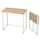 Folding Desk, 31.5' Foldable Table for Small Spaces with Storage Hooks, Space Saving Computer Table, Writing Workstation for Home Office, Easy Assembly, Oak